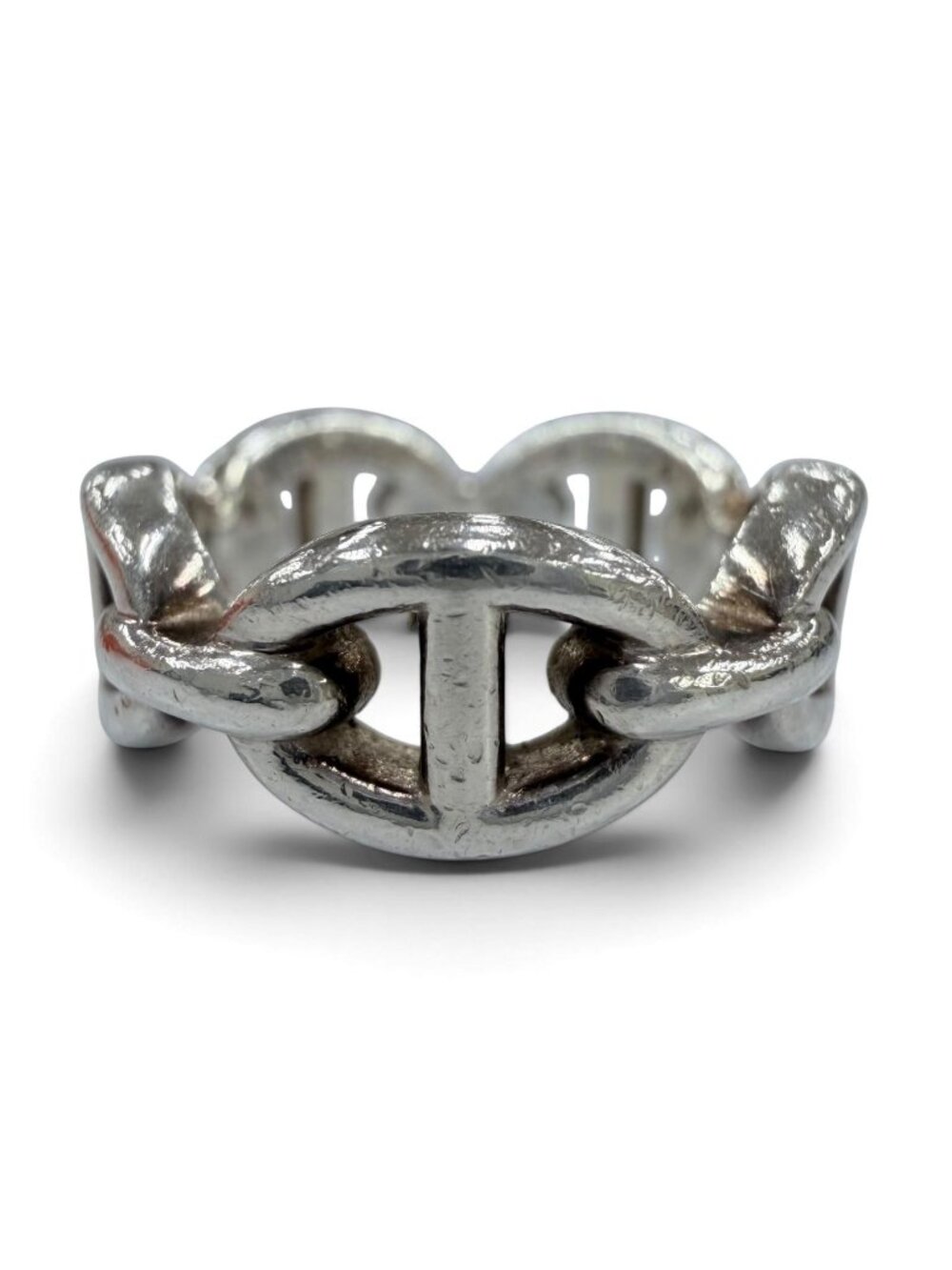 Hermes Enchainee PM Chaine D'ancre Ring Silver
